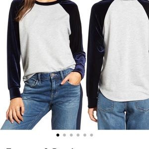 Velour Sleeve Varsity Tee